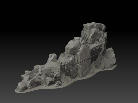 3D model of a rocky landscape on a black background