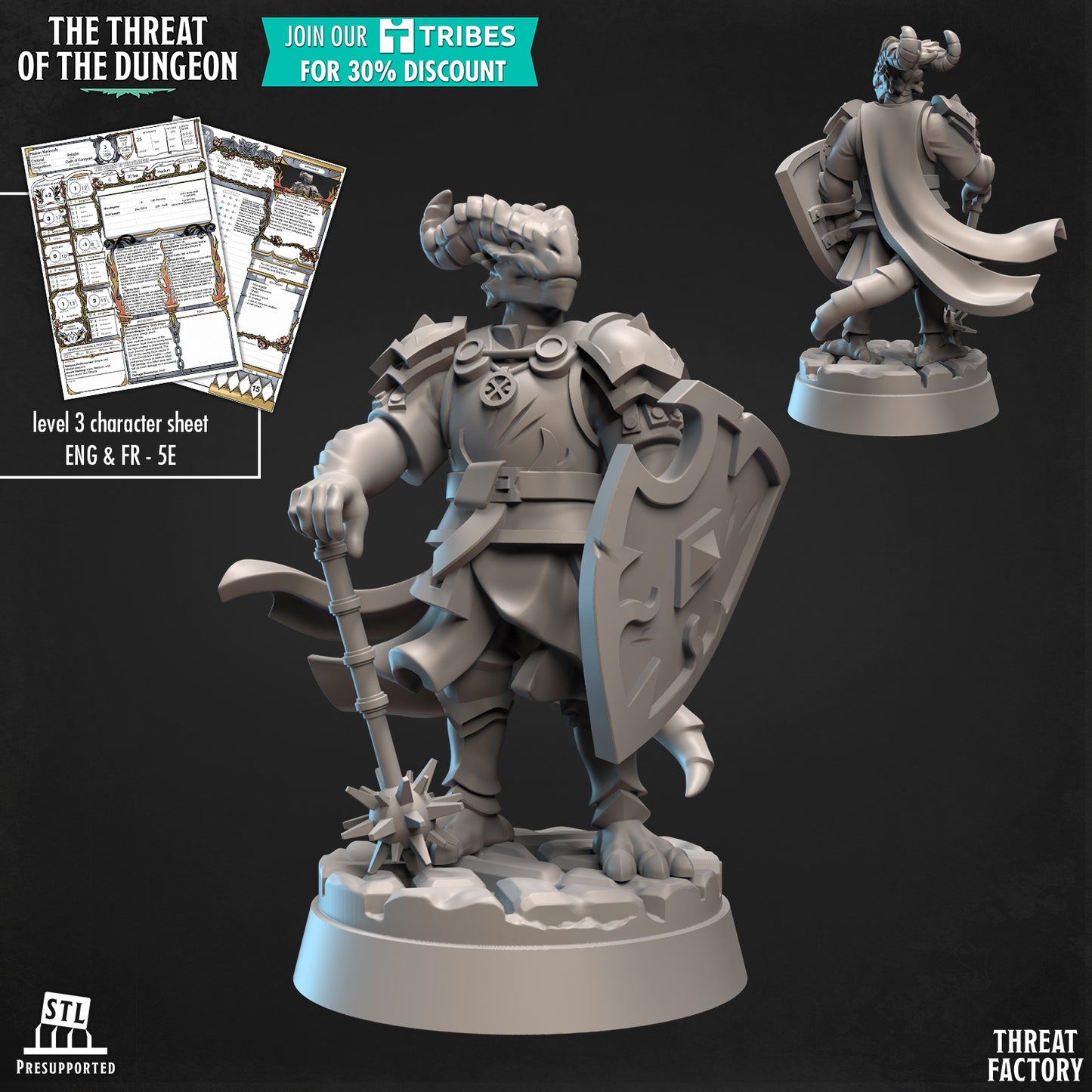 Dragonborn Paladin - 28mm D&D Miniature
