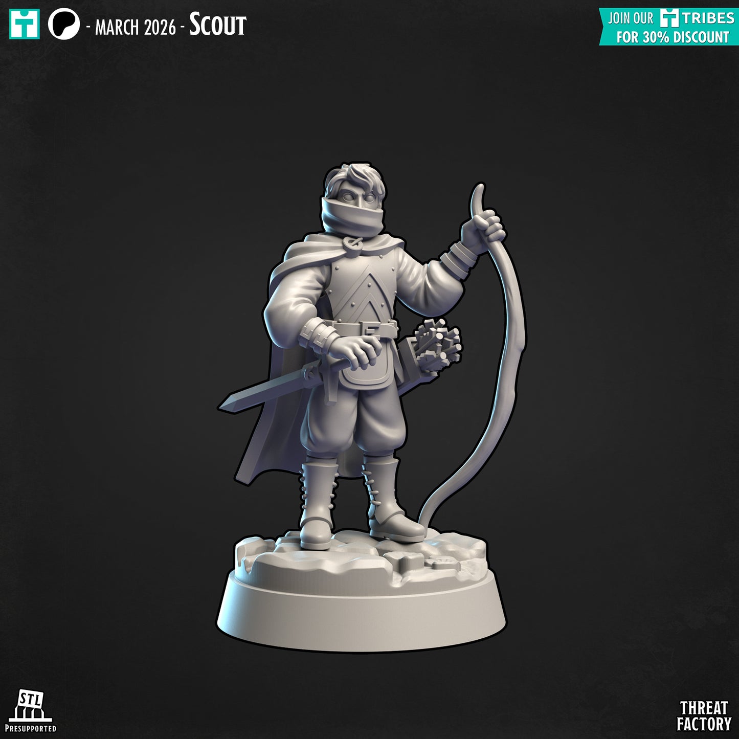 Human Archer Scout - 28mm D&D Miniature