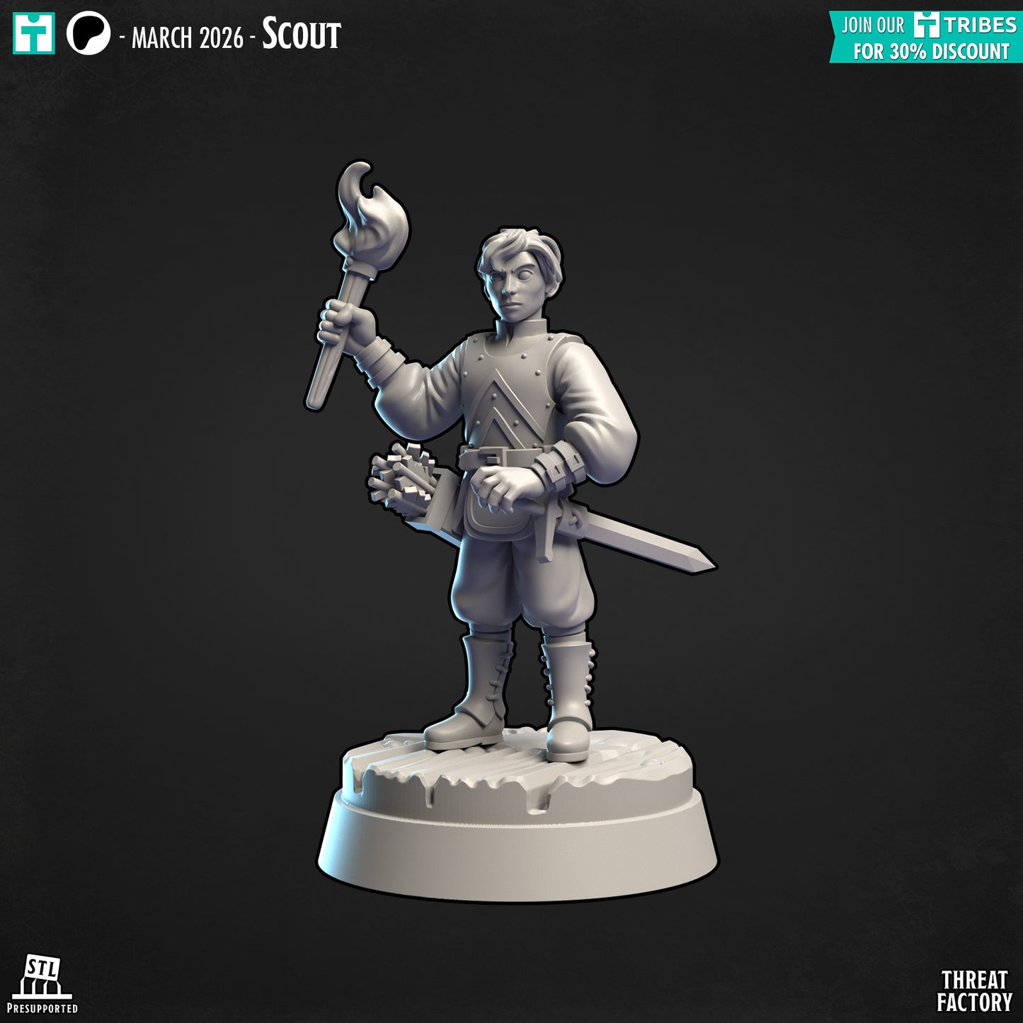 Human Torch Scout - 28mm D&D Miniature