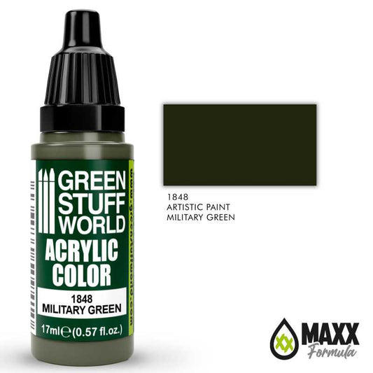 Green Stuff World Acrylic Color Paint - MILITARY GREEN 17ml