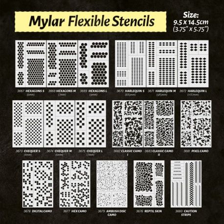 Green Stuff World - Mylar flexible stencils - Classic Camo 1 (15mm)
