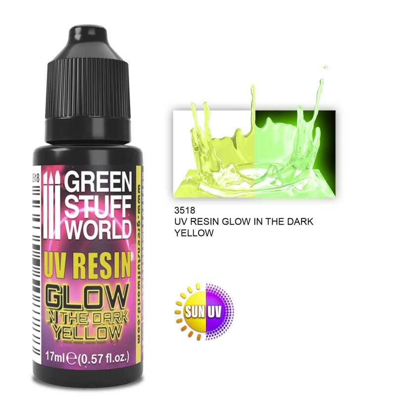 Green Stuff World - UV RESIN 17ml YELLOW - Glow in the Dark
