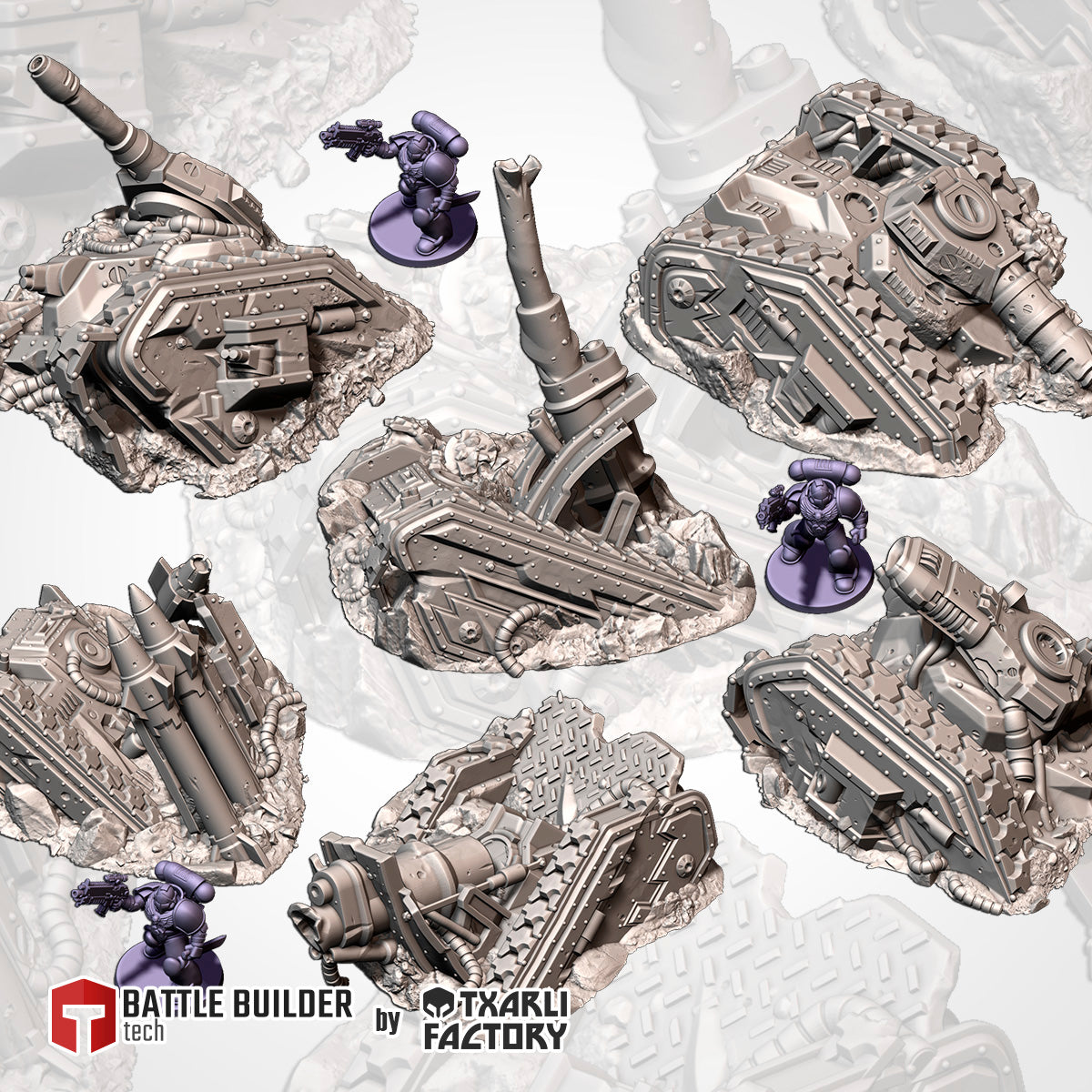 Destroyed Grimdark Tanks