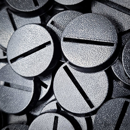 25mm Round Slotted Bases for Wargaming Miniatures | Durable Plastic | Compatible with Popular Tabletop Games