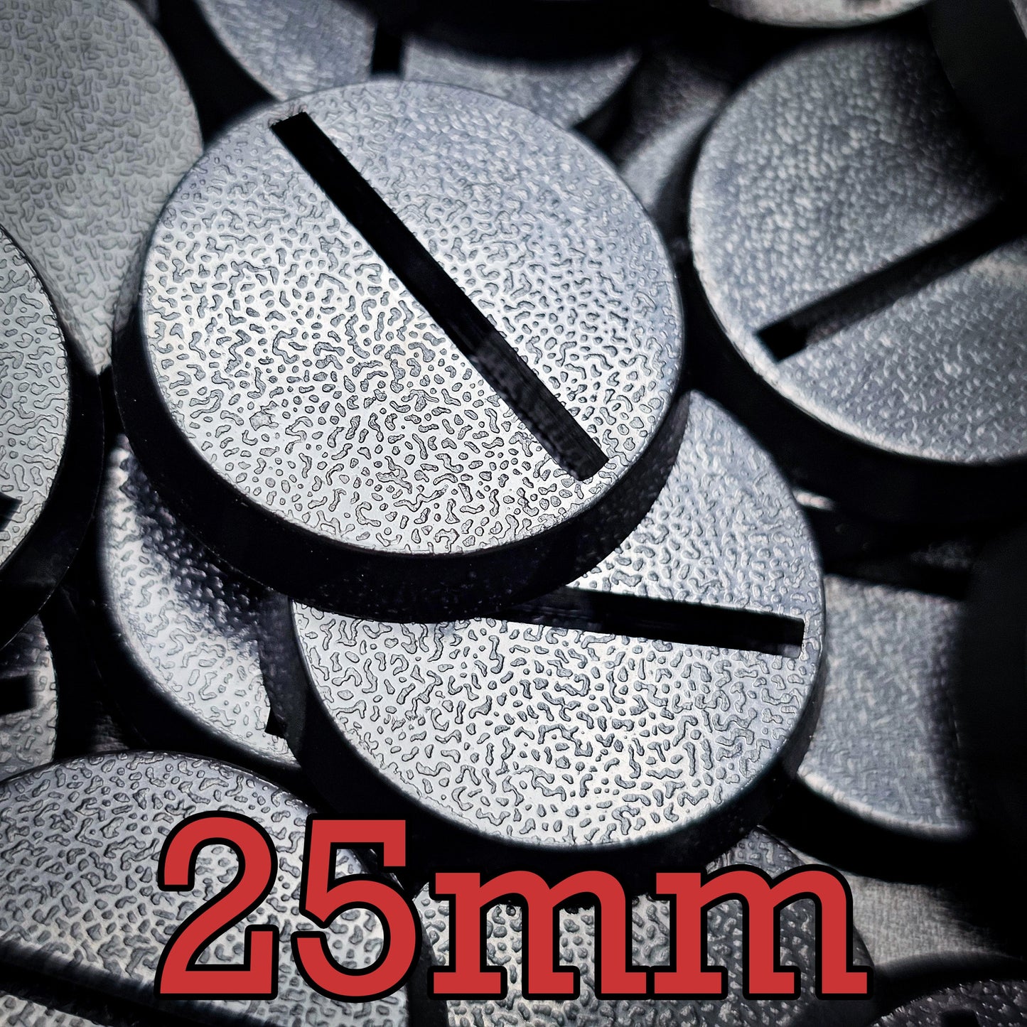25mm Round Slotted Bases for Wargaming Miniatures | Durable Plastic | Compatible with Popular Tabletop Games