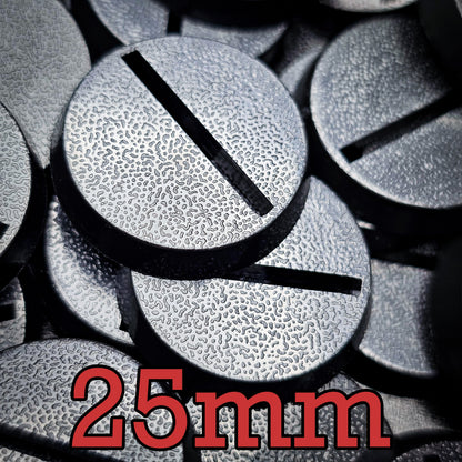 25mm Round Slotted Bases for Wargaming Miniatures | Durable Plastic | Compatible with Popular Tabletop Games