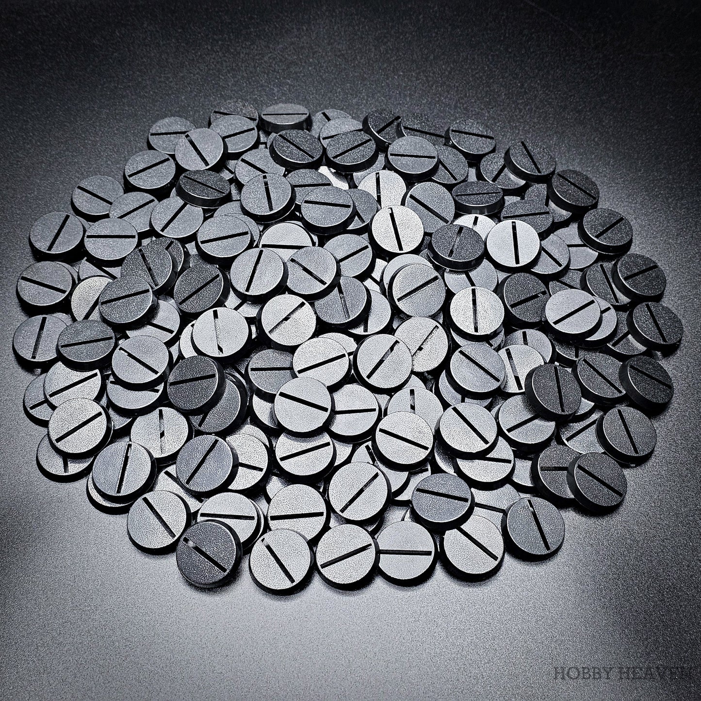 25mm Round Slotted Bases for Wargaming Miniatures | Durable Plastic | Compatible with Popular Tabletop Games
