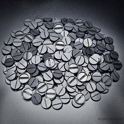 25mm Round Slotted Bases for Wargaming Miniatures | Durable Plastic | Compatible with Popular Tabletop Games