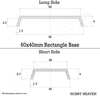 60x40mm Rectangular Plain Plastic Bases