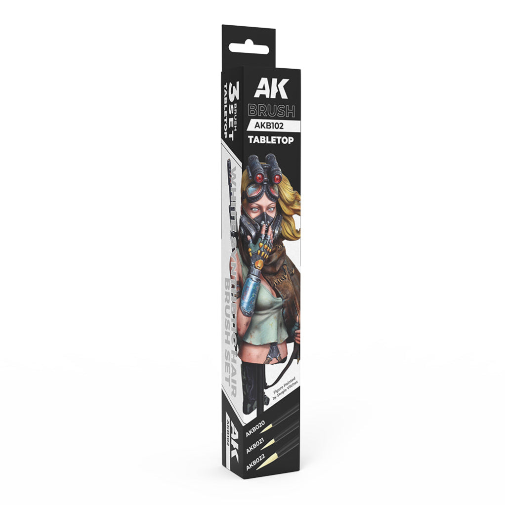 AK Interactive Tabletop Synthetic Brushes Set (3 brushes)