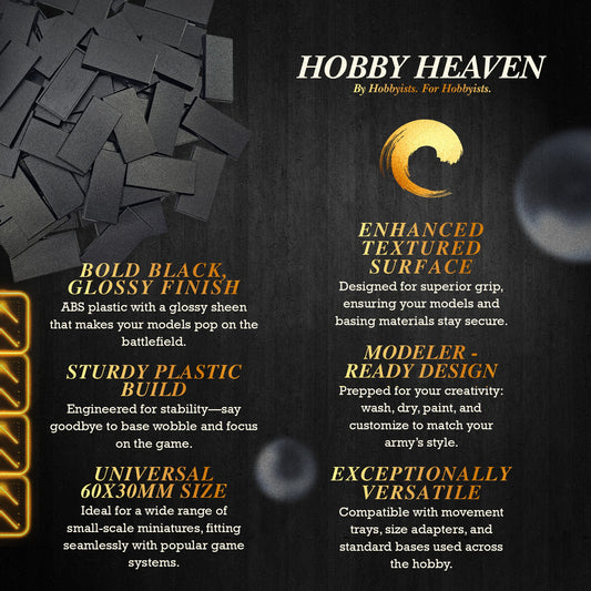 60x30mm Rectangle Bases for Tabletop Games | Premium Wargaming Cavalry Bases