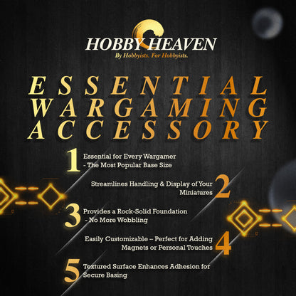 40mm Round Bases | Plain Black Plastic Bases for Wargames| Miniature Wargaming Bases