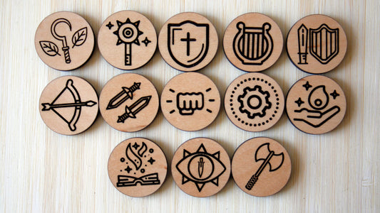 D&D Character Class Tokens - Wooden