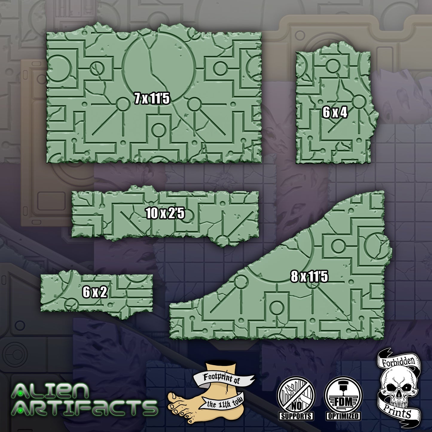 40K 11th Edition Terrain Footprint - Alien Artifacts Theme