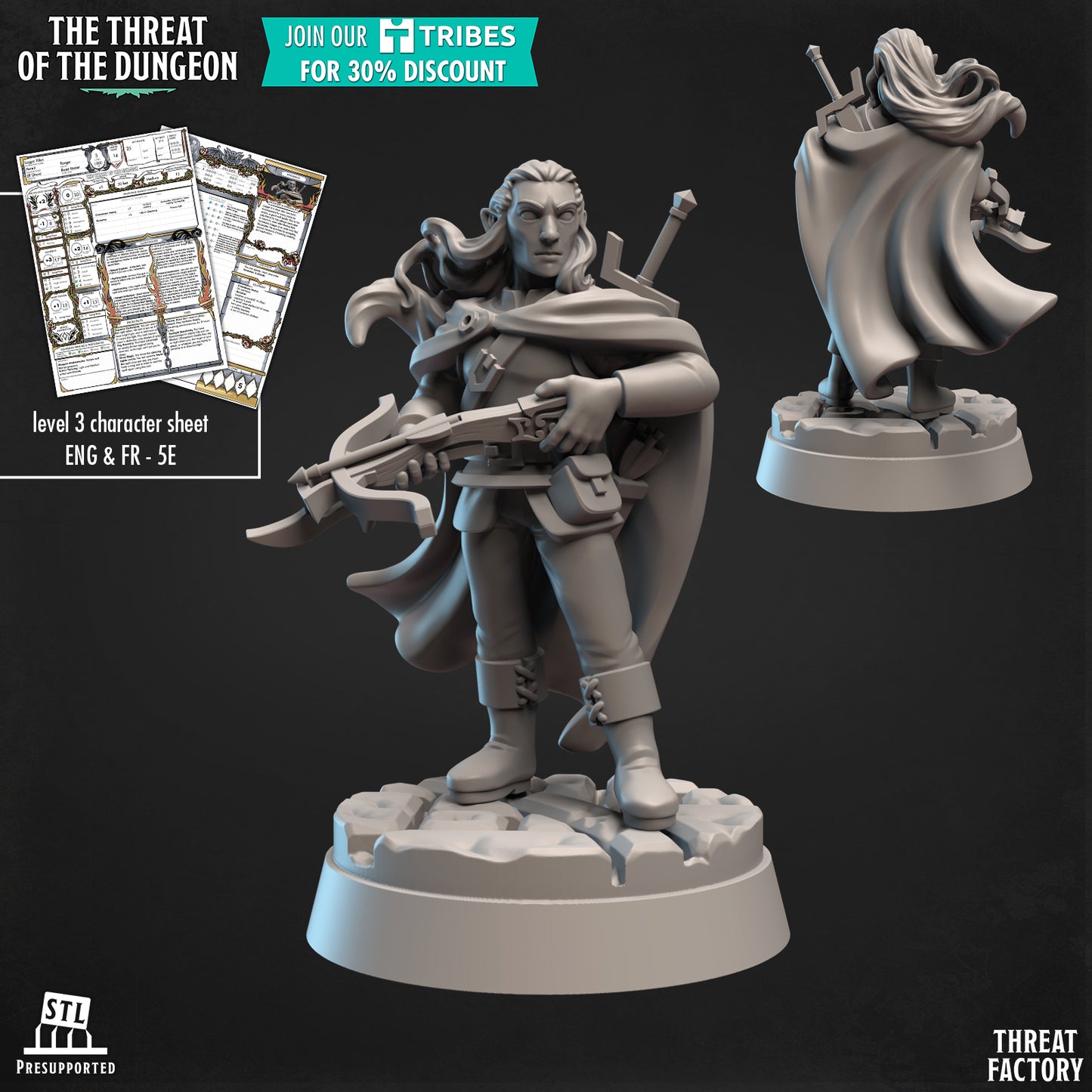 Drow Ranger - 28mm D&D Miniature