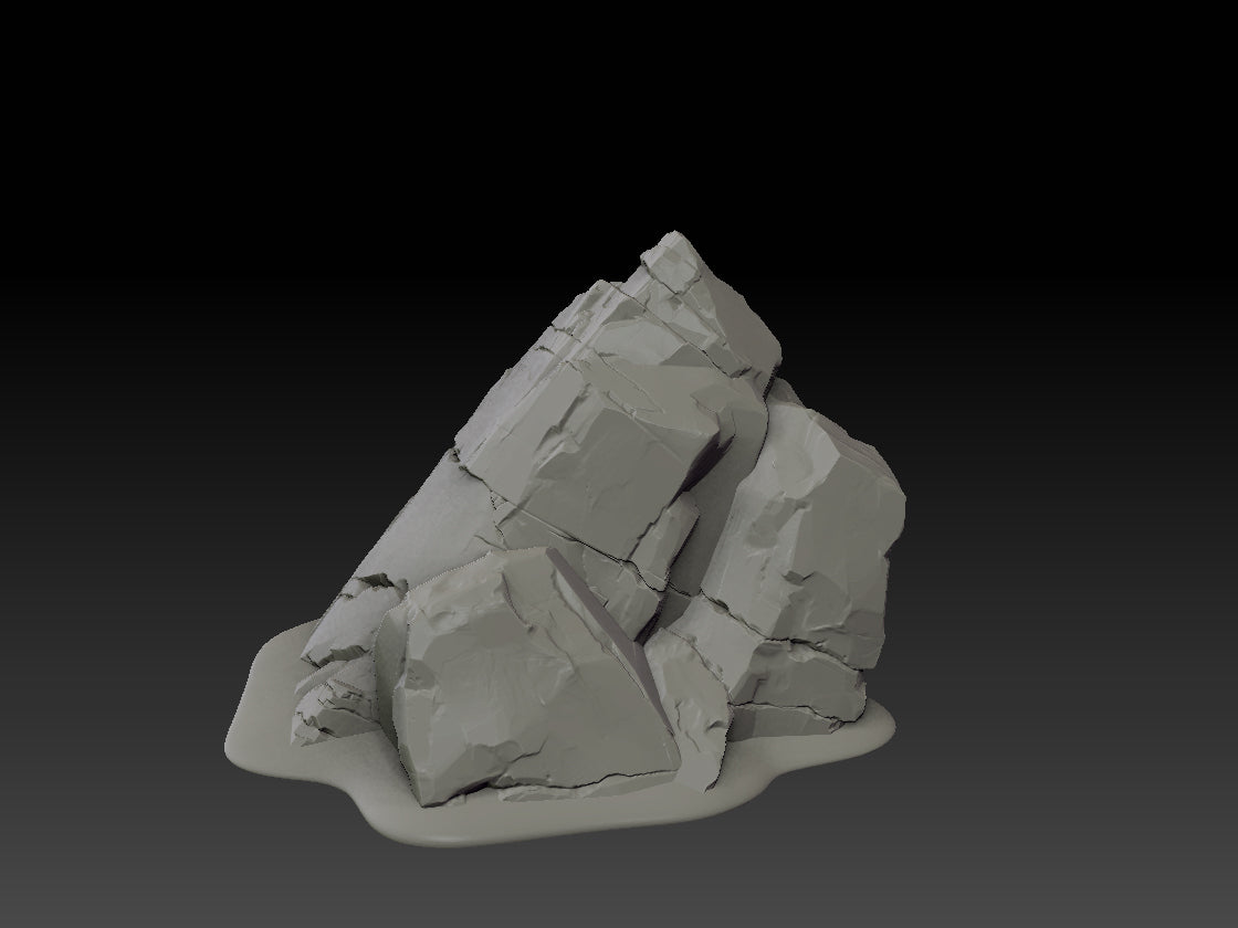 3D model of a rock formation on a black background