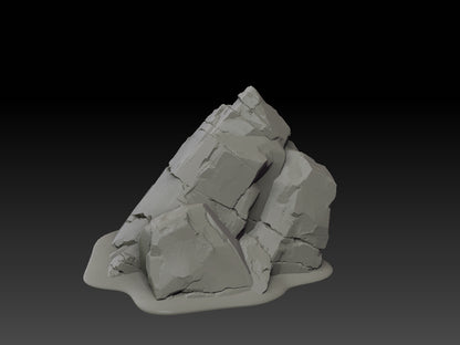 3D model of a rock formation on a black background