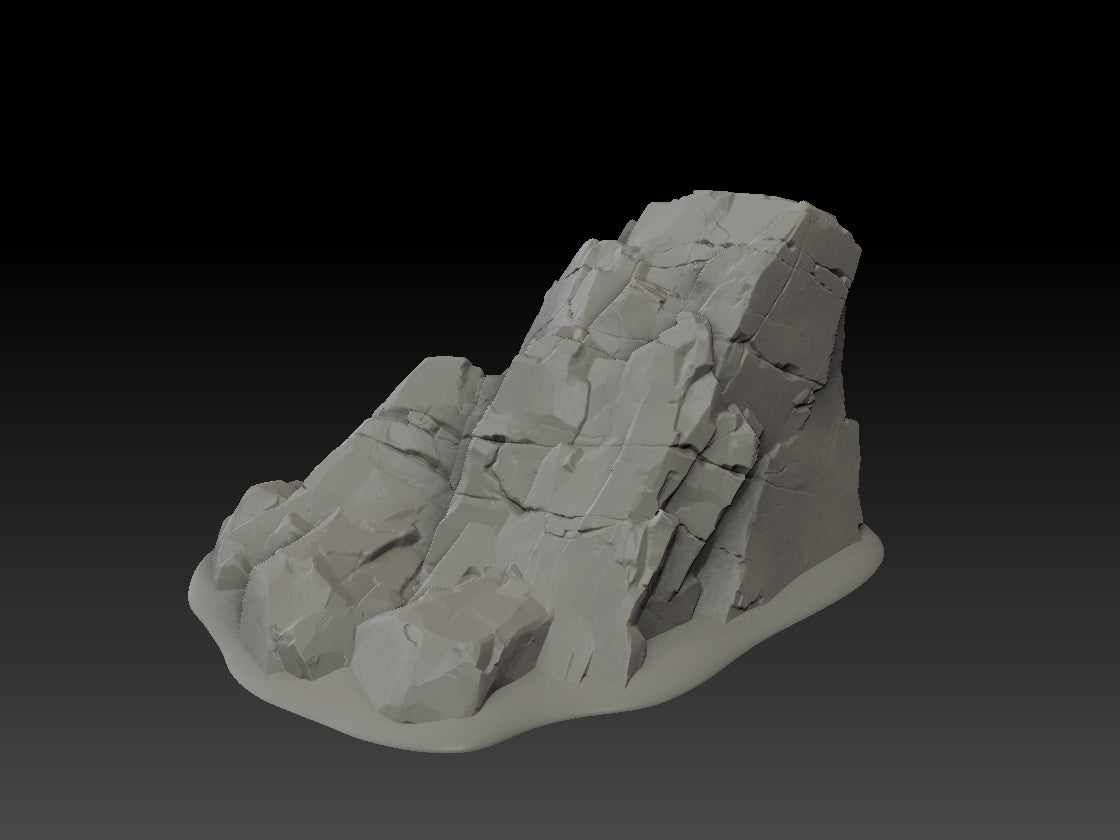 3D model of a textured rock on a black background