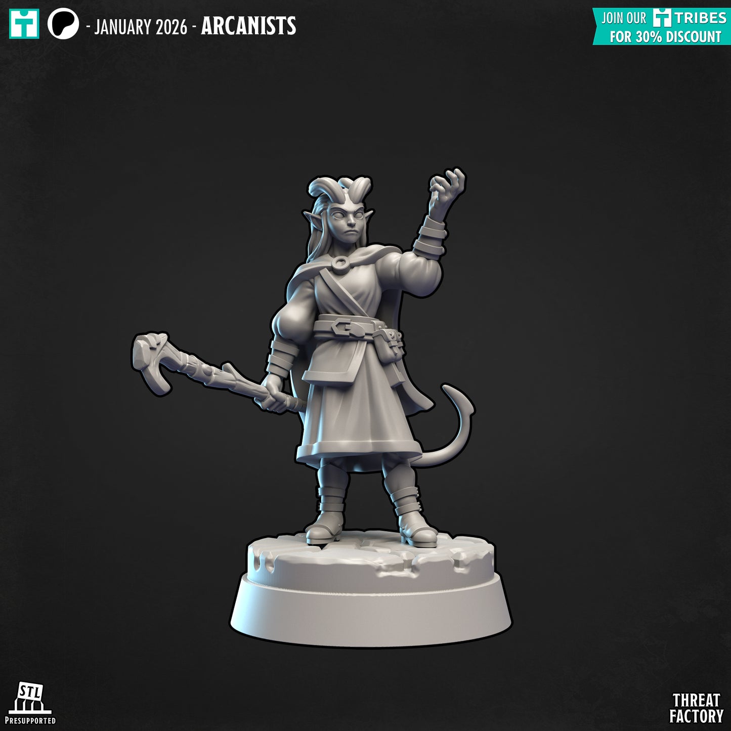 Tiefling Mage Woman - 28mm D&D Miniature