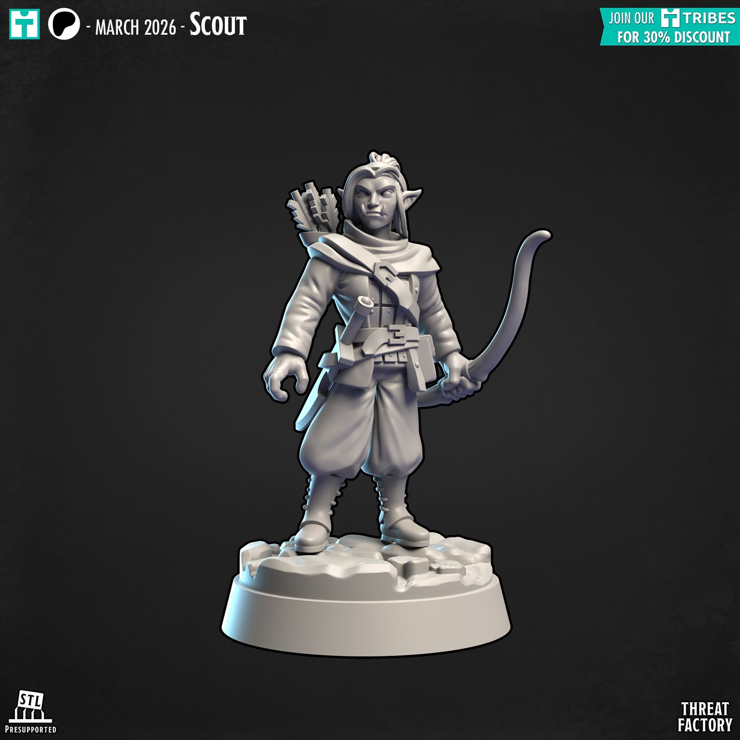 Half Orc Scout - 28mm D&D Miniature