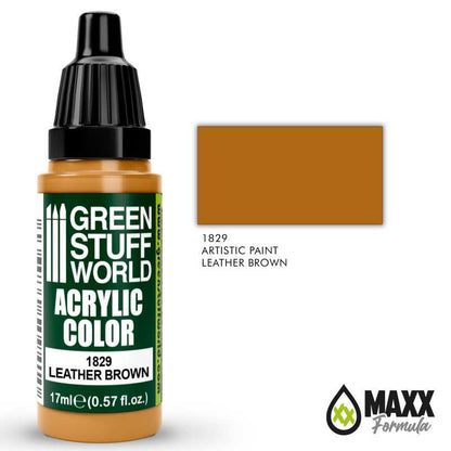 Green Stuff World Acrylic Color Paint - LEATHER BROWN 17ml