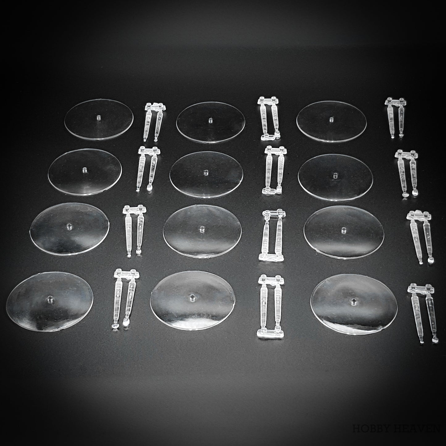 60mm Round Flying Bases – Clear Plastic Stands for Sci-Fi & Fantasy Wargaming Miniatures