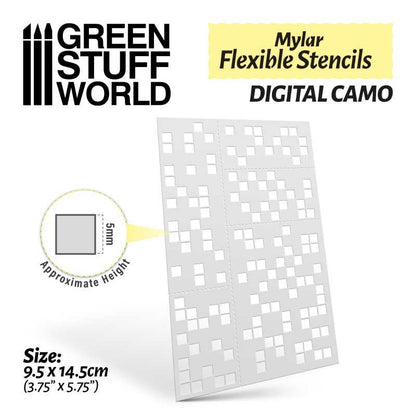Green Stuff World - Mylar Flexible Stencils DIGITAL CAMO (5mm)
