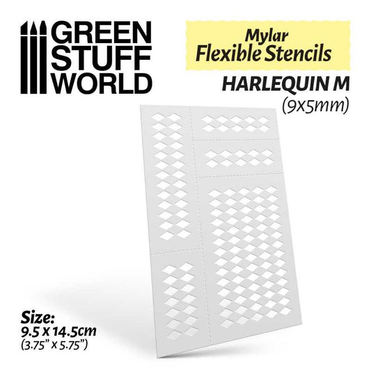 Green Stuff World - Mylar Flexible Stencils HARLEQUIN Medium (9x5mm)