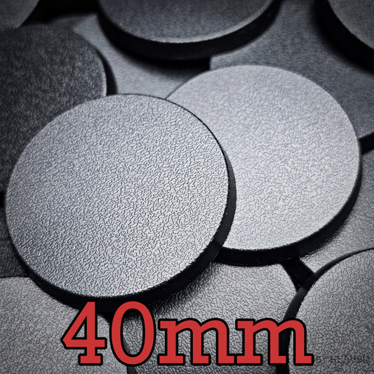 40mm Round Bases | Plain Black Plastic Bases for Wargames| Miniature Wargaming Bases